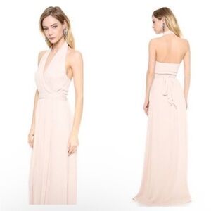 Ceremony by Joanna August Light Pink Amber Halter Wrap Maxi Dress